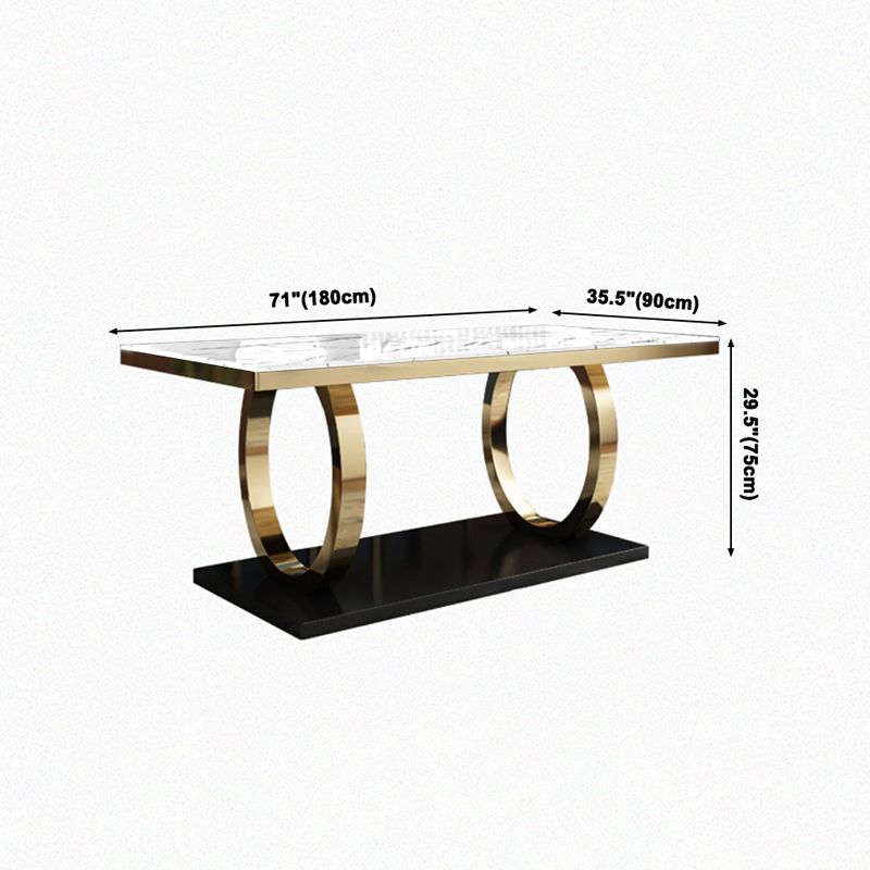 Mesa de comedor de mármol de estilo de lujo, mesa rectangular con base de caballete para el hogar