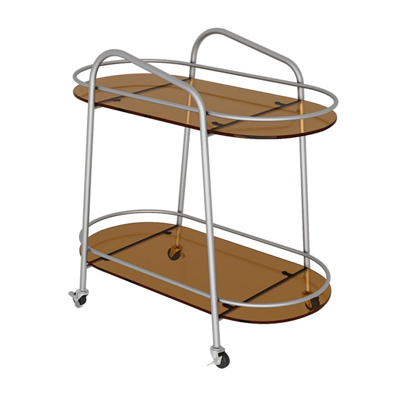 Modern Double Tier Corner Table Glass Side End Table with Storage