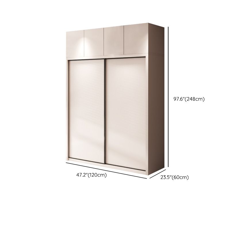 Bedroom Wooden Storage Cabinet Modern Style Armoire with Garment Rod