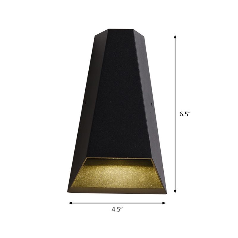 Triangle Patio LED Wall Light Aluminum Simple Style Flush Mount Wall Sconce in Black, Warm/White Light