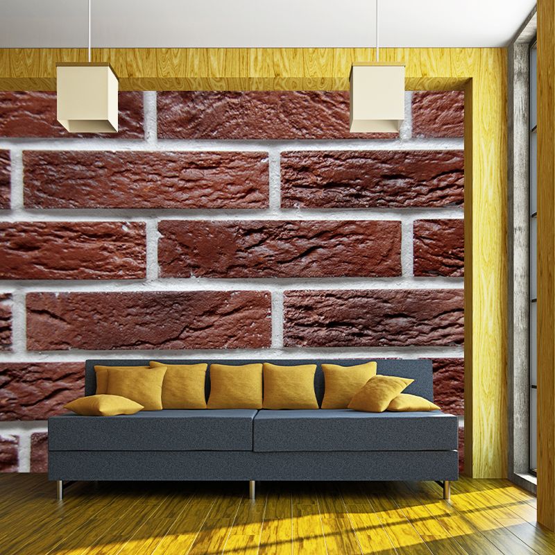 Industrial Style Moisture Resistant Brick Wall Mural Wallpaper for Sitting Room