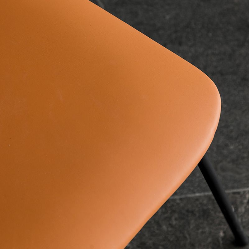 Industrial Upholstered Armless Chair Open Back Side Leather Chair with Metal Base