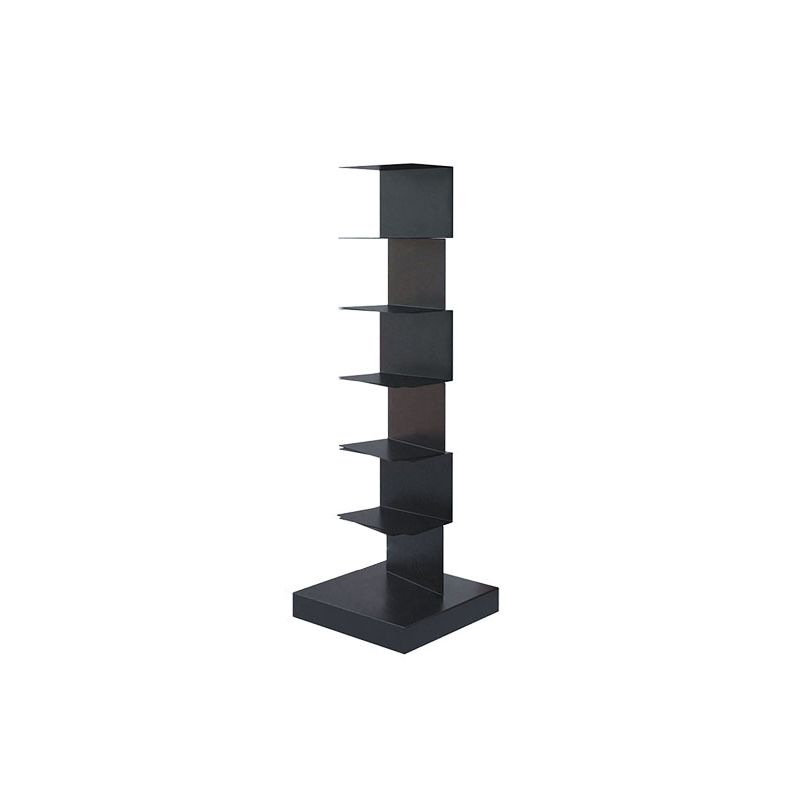 Black Contemporary Corner Bookshelf geschlossenes vertikales Stahlregal geschlossen