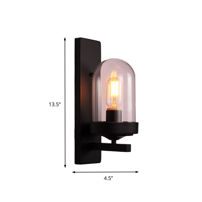One Bulb Clear Glass Sconce Vintage Industrial Black Vase/Birdcage/Oval Corridor Wall Lamp