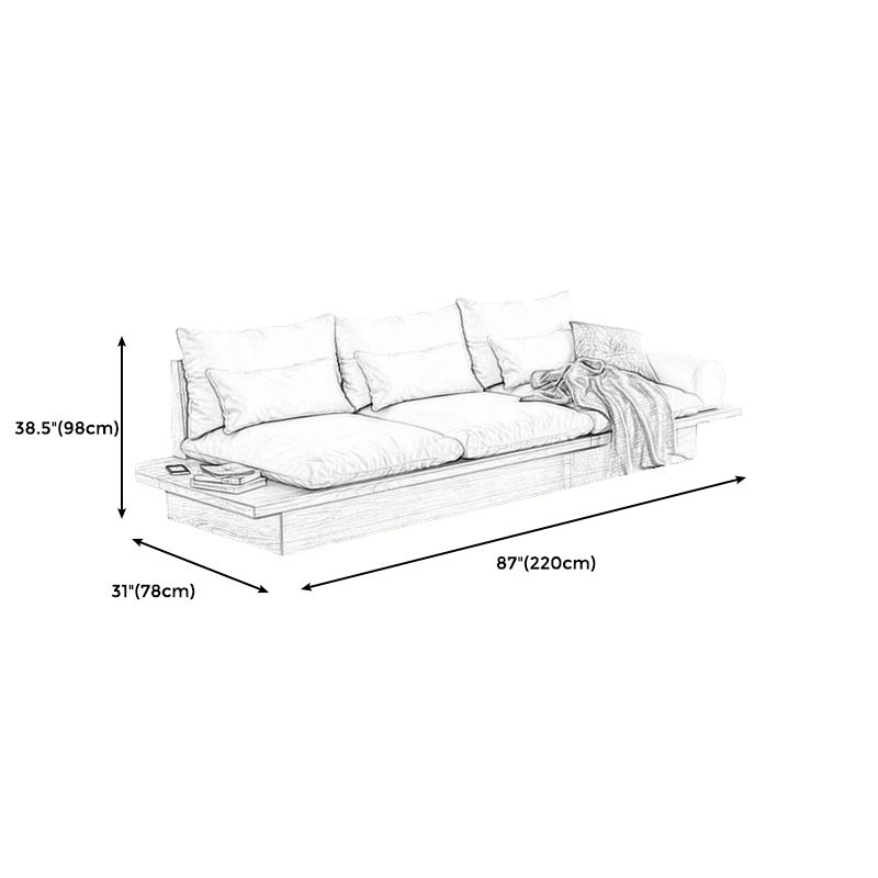 Cotton Blend Rolled Arm Sofa Loose Back 35"W Modern Sofa with Storage