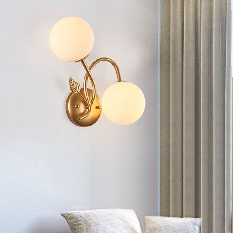 Modern Sconce Light Fixture 2-Light Wall Sconce with Metal and Glass for Living Room