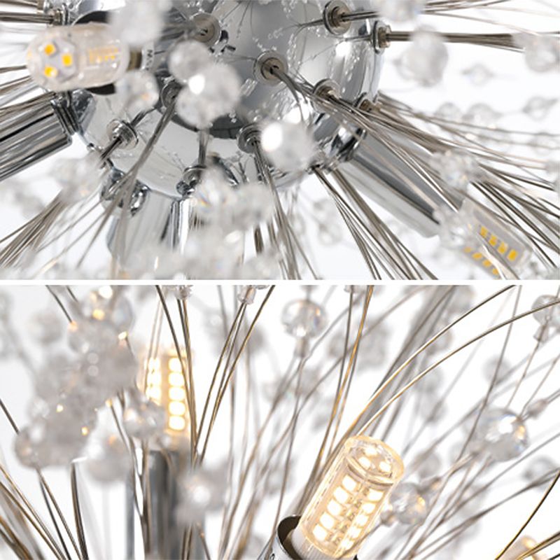 Contemporary Simplicity Style Dandelion Chandelier with Crystal Beads Shade Home Decorative Lighting Fixture for Dining Room