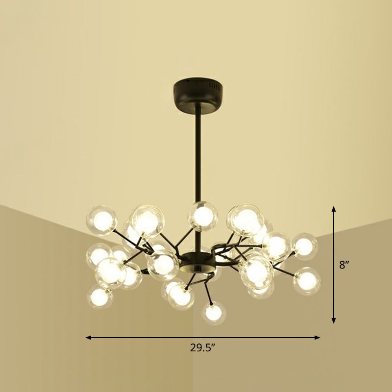 Fireflies Living Room Ceiling Hang Light Metal Minimalistic LED Chandelier in Black