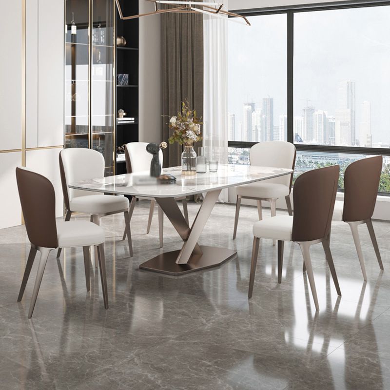 Nordic Sintered Stone Top Dining Set Rectangle 1/2/4/5/7 Pieces Dining Table with Chairs