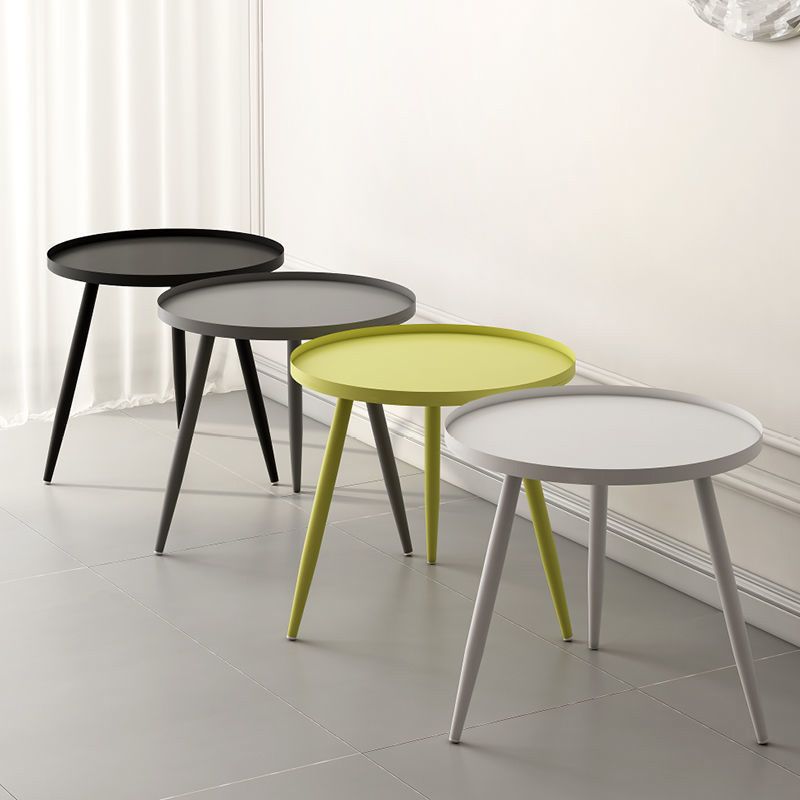 Tray Top Metal Pedestal End Table Round Side End Table for Living Room