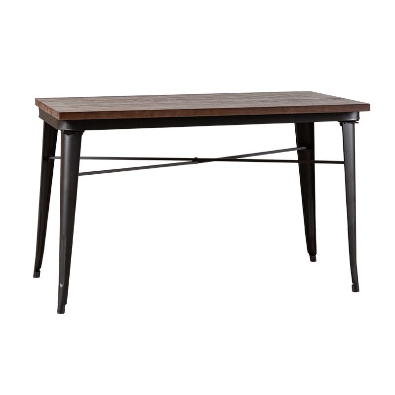 Industrial Style Solid Wood Dining Set with Brown Rectangle Table and 4 Black Legs Base