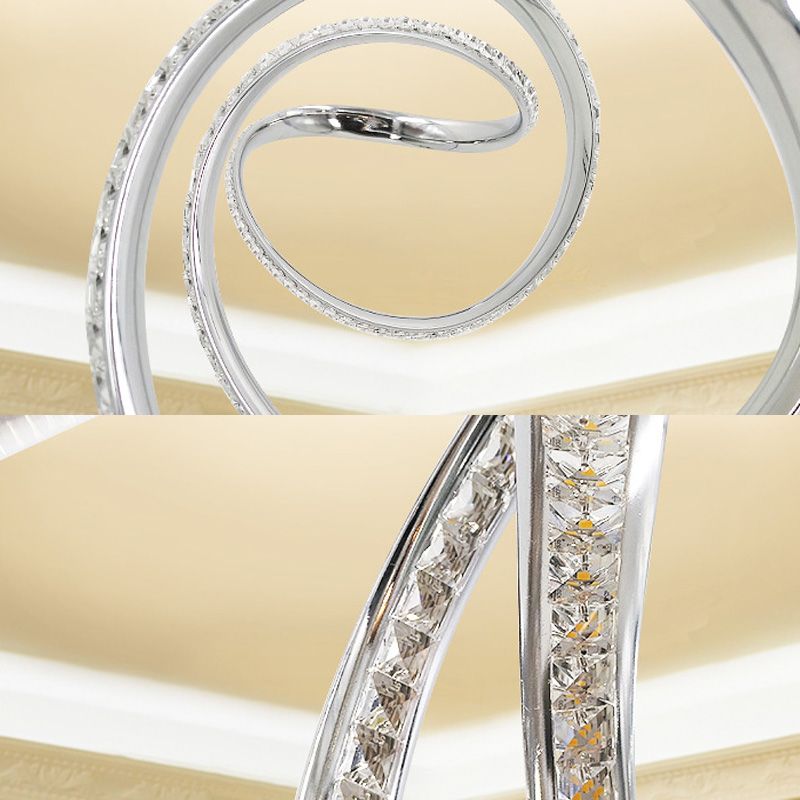 Crystal Twist Plafonnier LED contemporain à montage encastré en chrome, lumière chaude/blanche