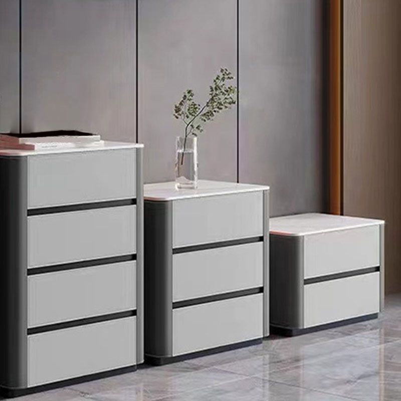 Contemporary Stone Chest Bedroom Vertical Storage Chest in Gray with Drawers