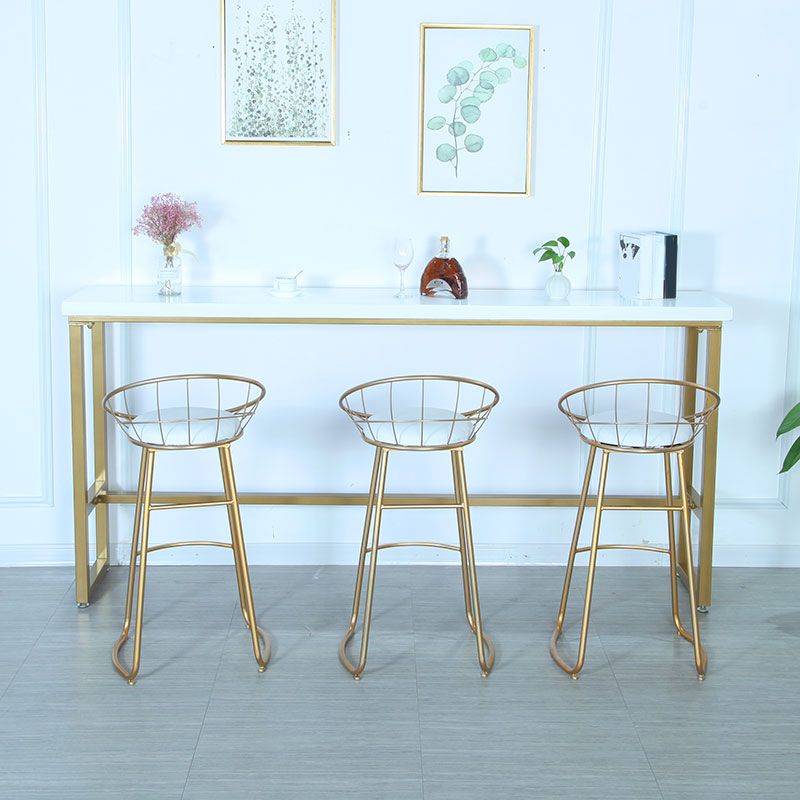 1/4 Pieces Moderns Rectangle Pub Table Set Wooden Counter Table with High Stools