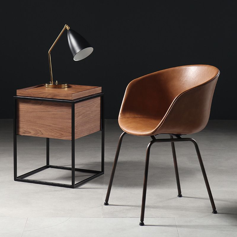 Industrial Style Metal Matte Finish Dining Arm Chair Solid Back Dining Chair