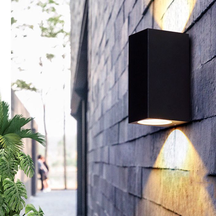 2 Lights Rectangular Wall Lighting Fixtures Modern Style Metal Wall Washer Sconce