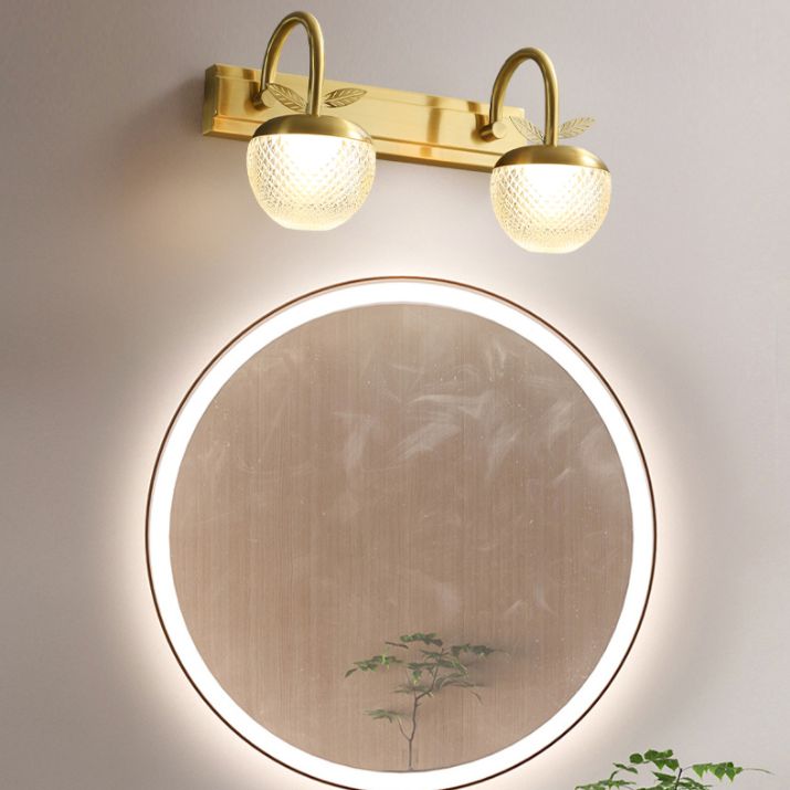 Modern Light Luxury Style Spherical Flush Mount Wall Sconce Copper Wall Mounted Vanity Lights
