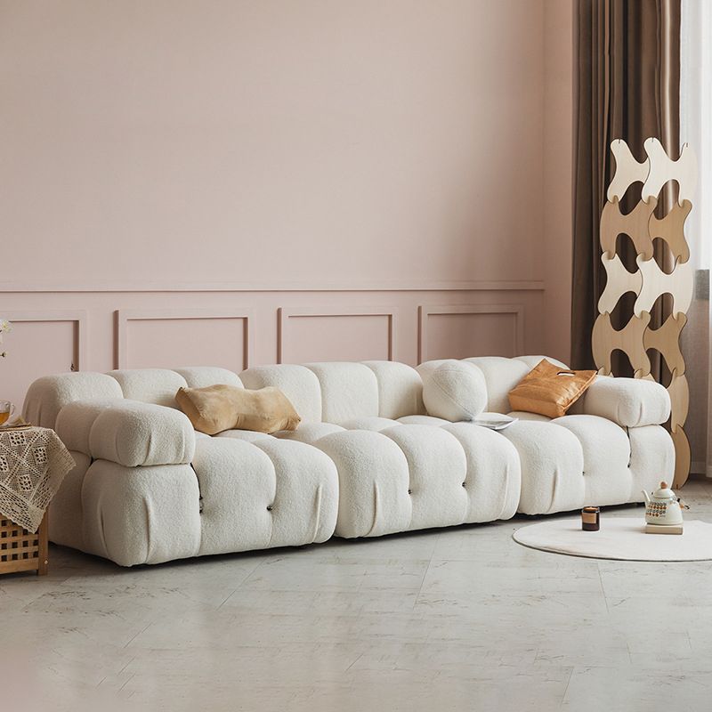 Foam Scratch Resistant Settee White Tight Seat Sofa with Nailhead