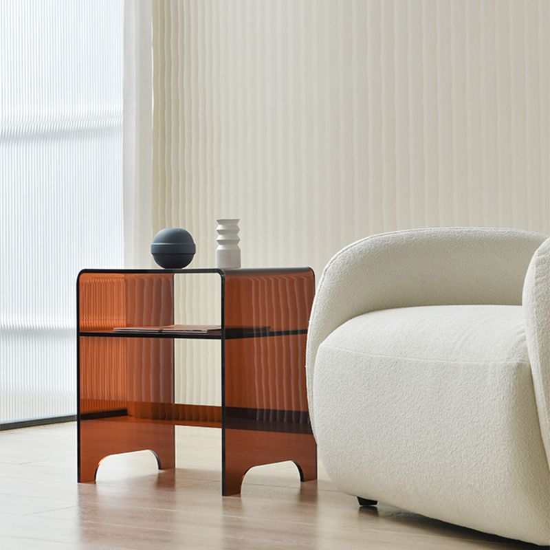 12" Wide Contemporary Corner Table Acrylic End Table with Storage