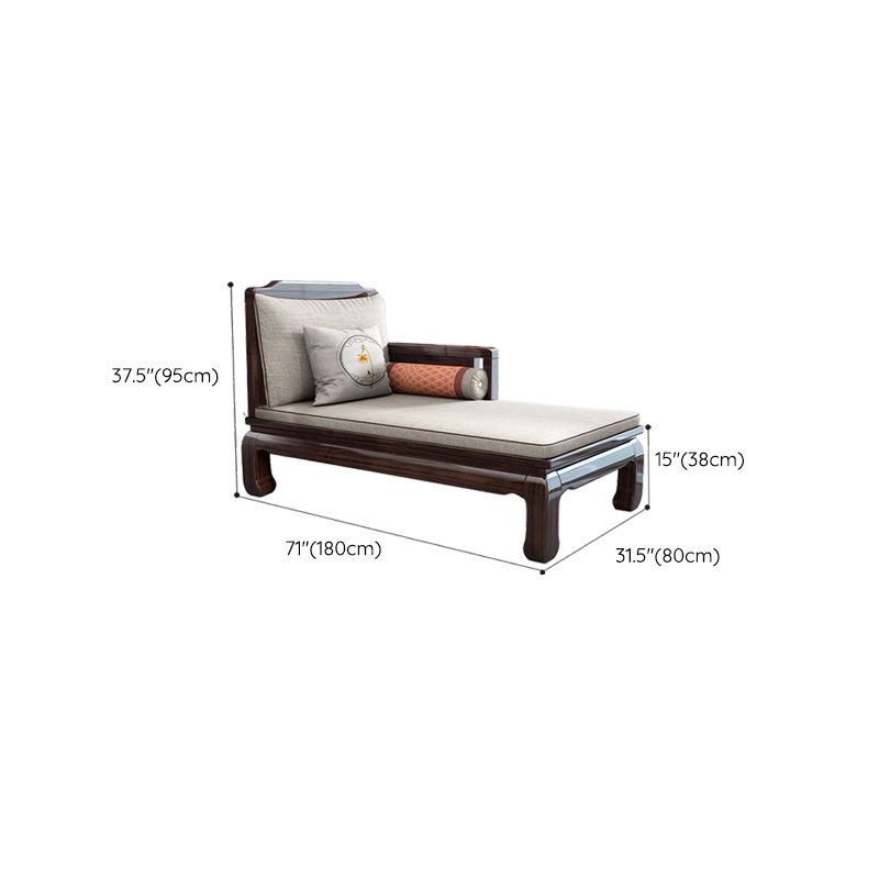 Traditional with Arms Wooden Chaise with Pillow Round Arms for Bedroom Living Room