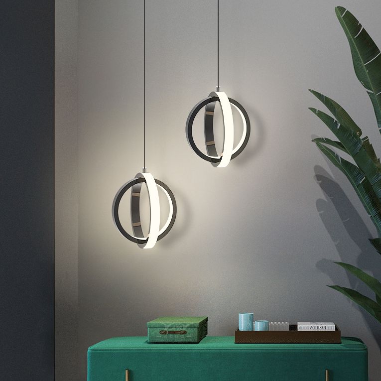 Aluminium LED Hanging Light in Modern Minimalist Style Silicone Globe Pendante Light for Bedroom