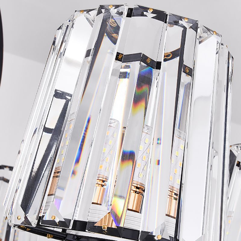 Verjüngter Kristallblock Deckenleuchte Vintage 3/6 Leuchten hängende Deckenleuchte für Esszimmer in Schwarz