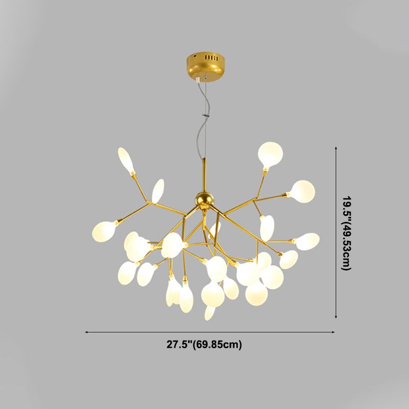 Branch Shape Chandelier Modern Fireflies Chandelier Lamp in Gold for Living Room