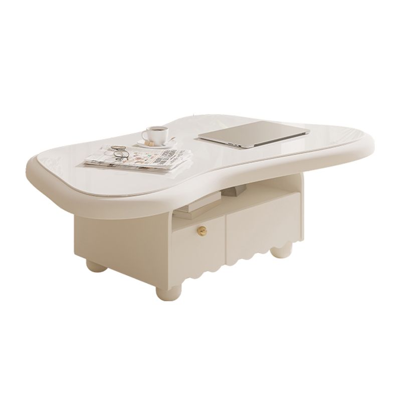 Slate Coffee Cocktail Table with Storage Drawers White Block Contemporary