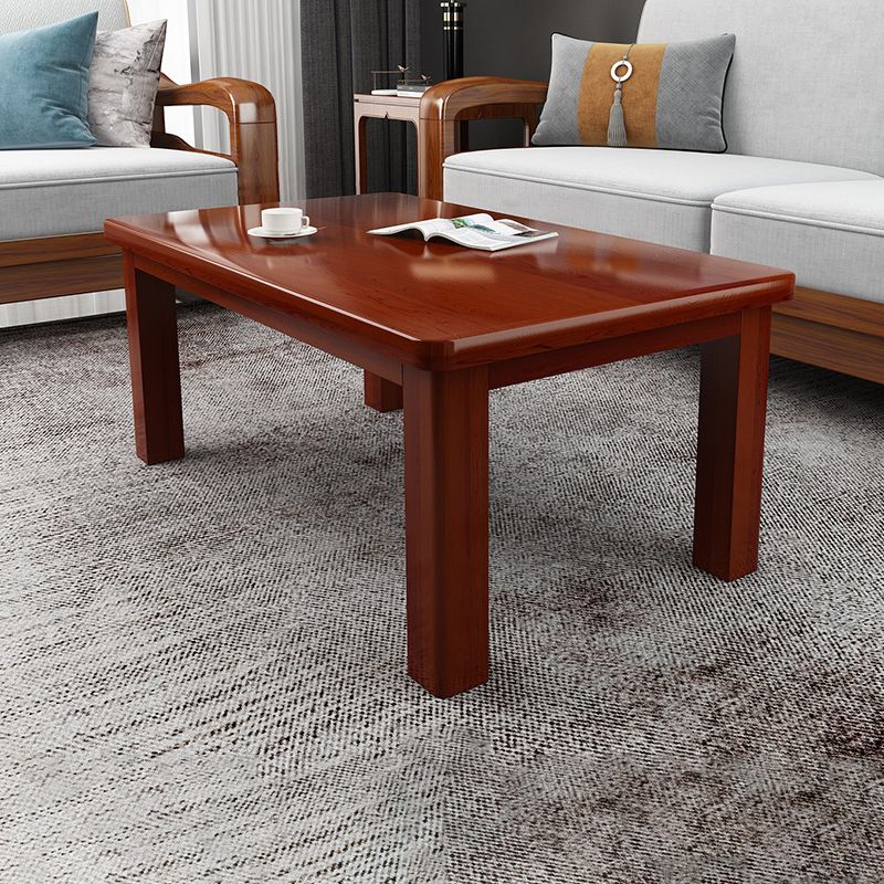 Modern 4 Legs Rectangle Cocktail Table Solid Wood Coffee Table