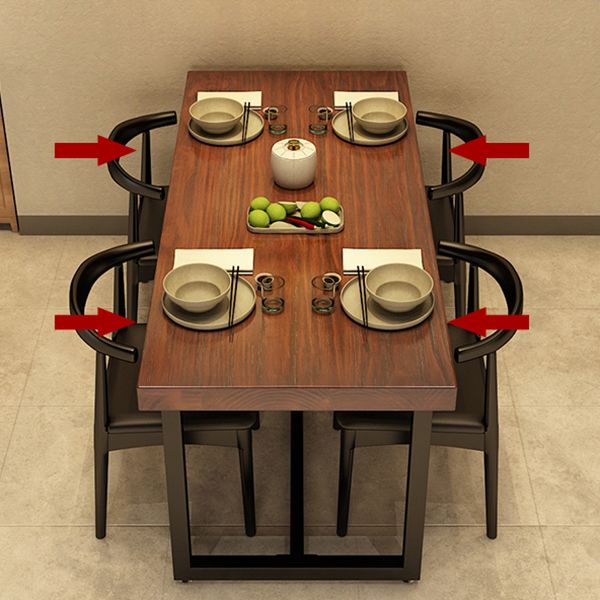 Rectangle Black Base Dining Table Industrial Pine Wood Table for Kitchen