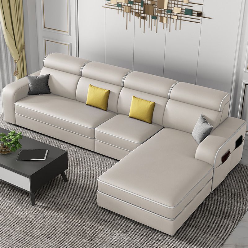 Contemporary Style Sofa Bed Solid Wood Frame Beige/grey/blue with Pocket Storage Sofa