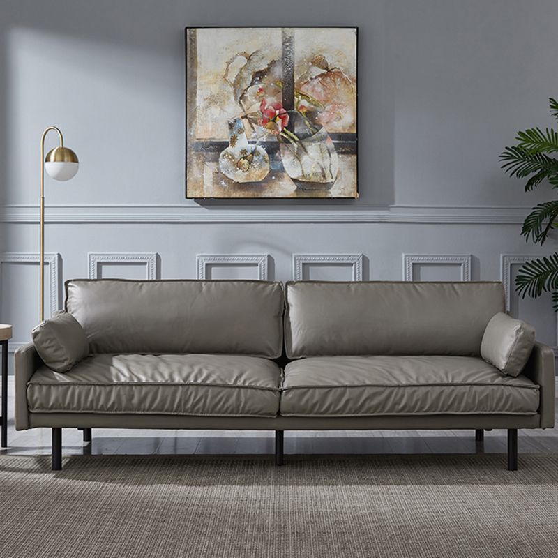 Modern 4-Seater 29.52" H Genuine Leather Pillow Top Arm Sofa