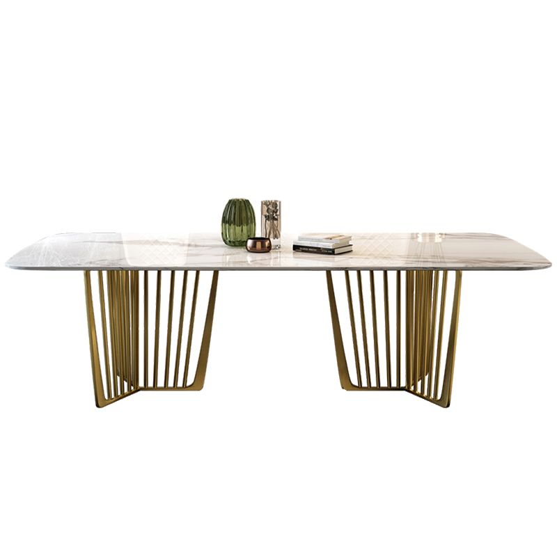 Glam 1/4/6/7/9 Pieces Dining Table Set White and Gold Rectangle Dinette Set