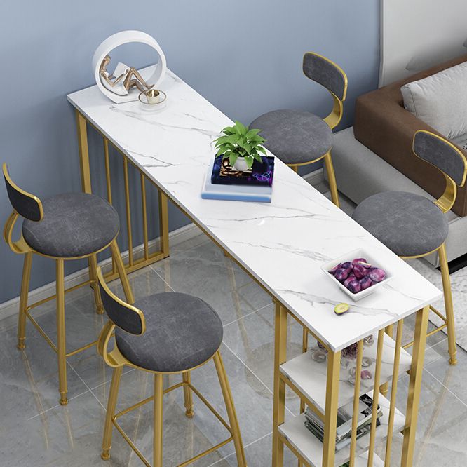 Modern Style Bistro Bar Table Rectangle Gold Frame Bar Table