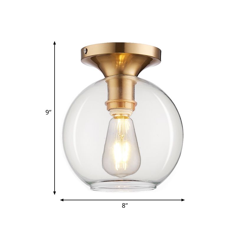 Sphère en verre transparent monté au plafond, plafonnier Vintage à 1 ampoule, luminaire pour Foyer
