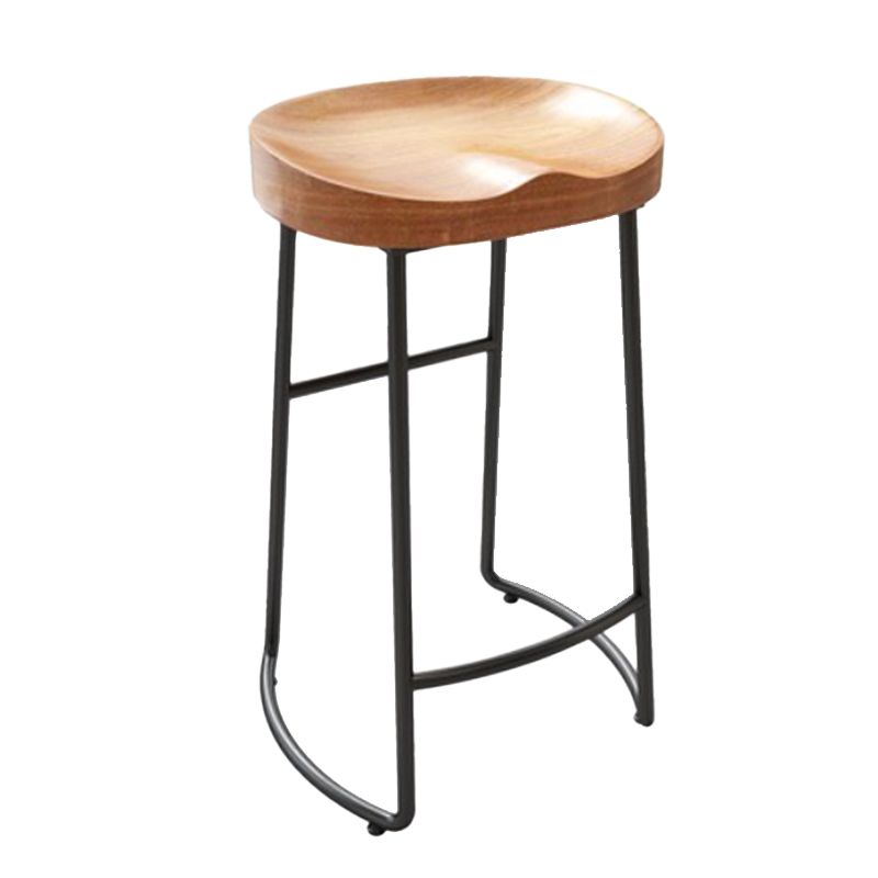 Modern Armless Backless Counter Stool Iron Dining Room Bar Stool with Pedal