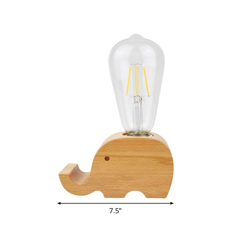 Modern Single Bulb Reading Lamp with Glass Shade Beige Sheep/Elephant/Cow Small Desk Lamp for Bedroom