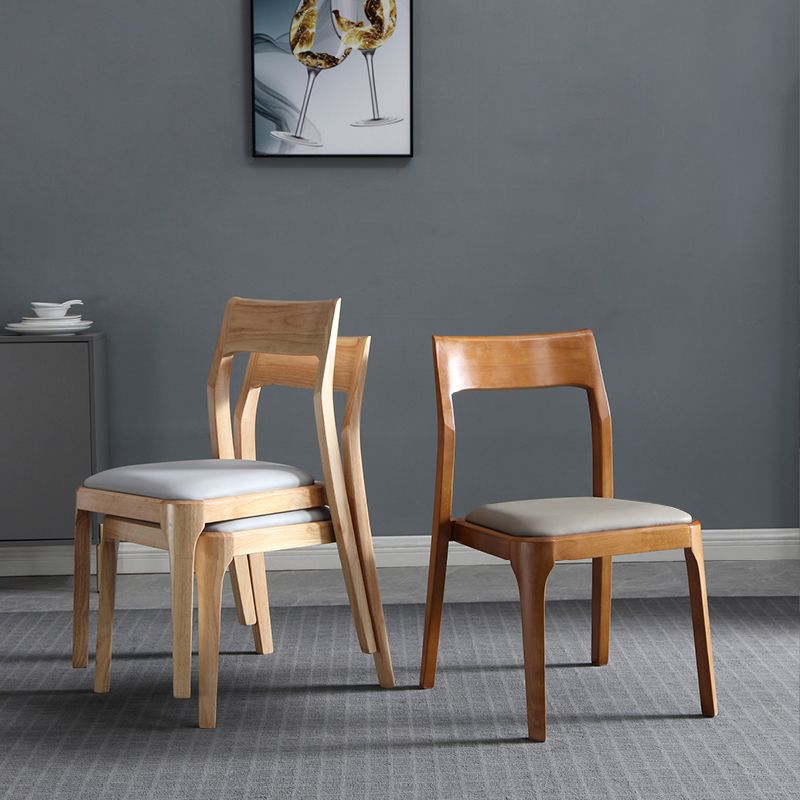 Chaises de salle à manger en bois modernes, chaise sans bras latérale à dos ouvert pour la cuisine