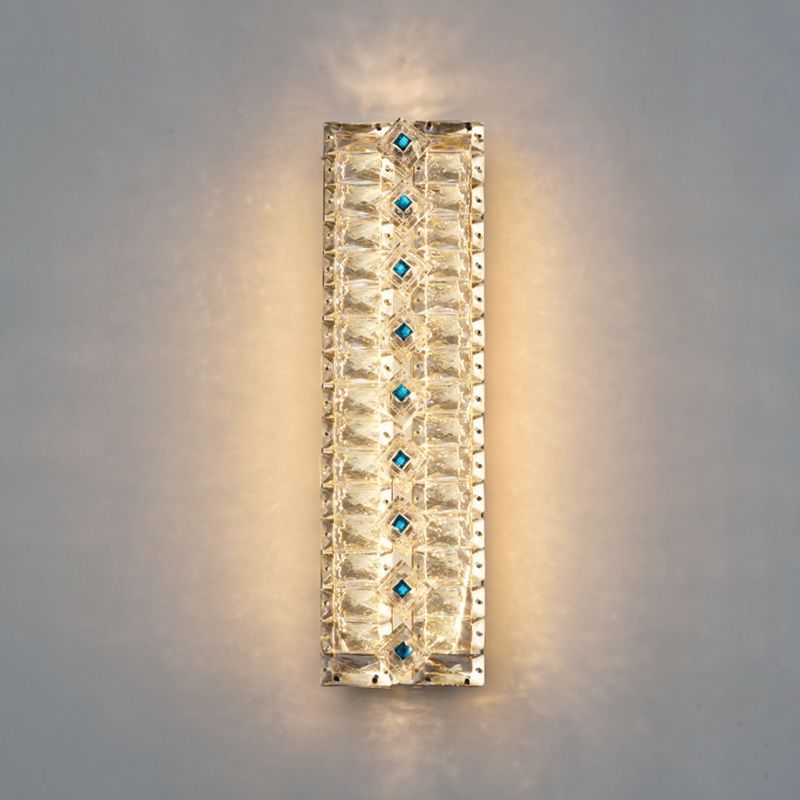 Quadratische Schattenkristallwandleuchter moderner Stil 2 Lichter Wandmontage Leuchte in Gold