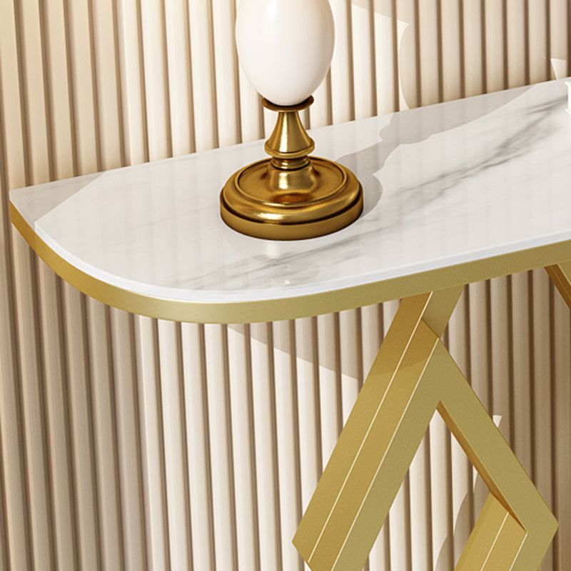 Glam Iron Half Moon Console Table Stain Resistant for Outdoor Console Sofa Table