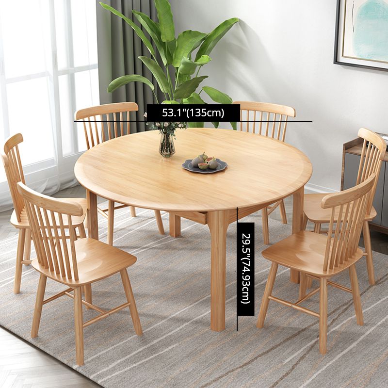 Modern Solid Wood Round Dining Room Set Space-Saving Design Dining Table Furniture