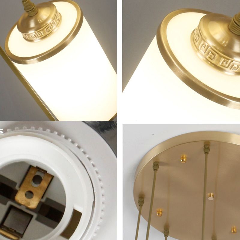 Modern Cylindrical Pendant Glass Multiple Hanging Ceiling Light for Spiral Stair