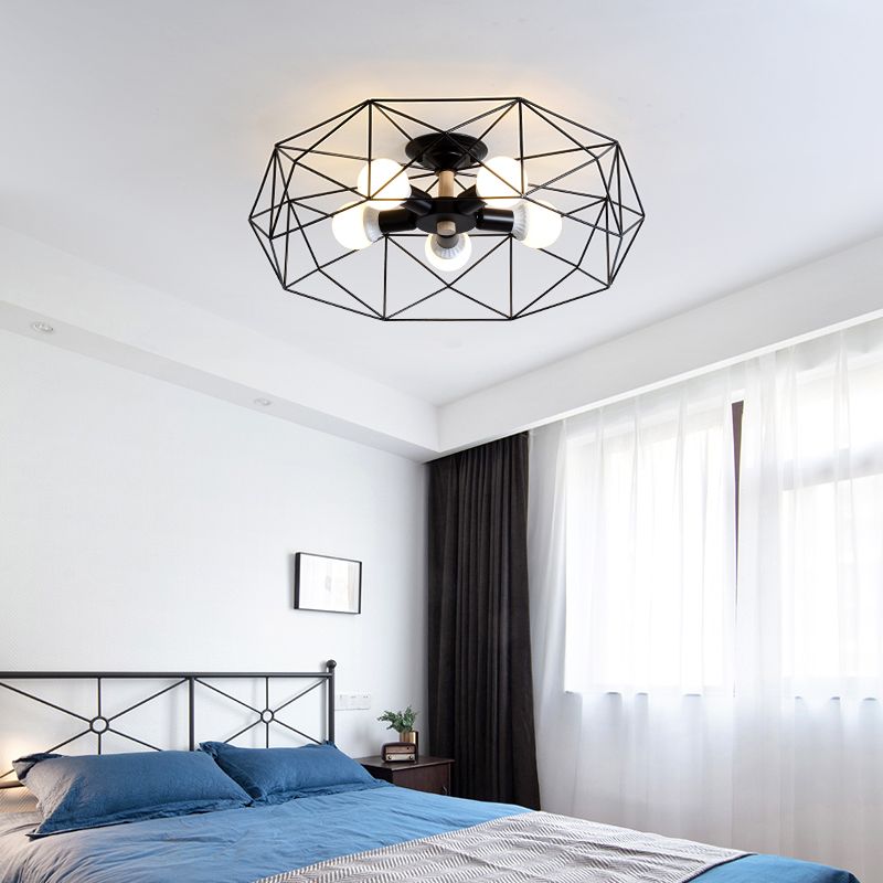 Simple Ceiling Lamp Metal Ceiling Mount Light with Metal Shade for Living Room