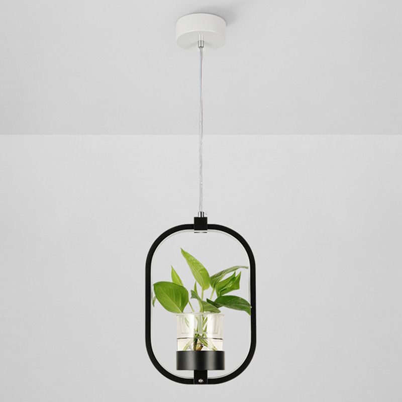 Modern Metal Hanging Lamp 1 Light Pendant Light for Dining Table (without plants)