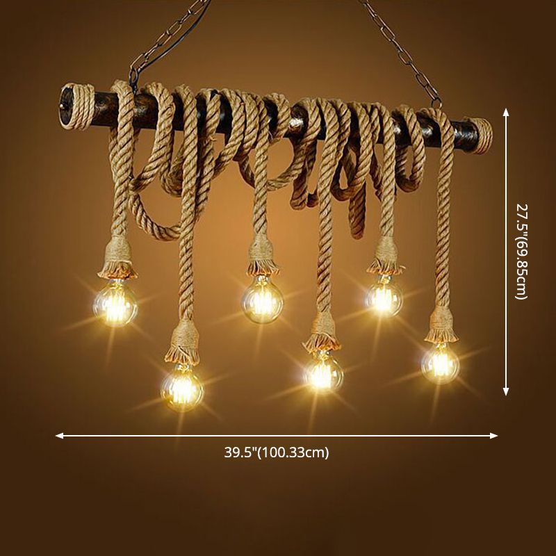 Exposed Island Lighting Fixtures Industrial Rope Pendant Lighting for Restaurant