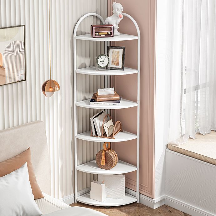 Scandinavian Open Corner Bookshelf with Iron Frame Manufactured Wood Bookcase