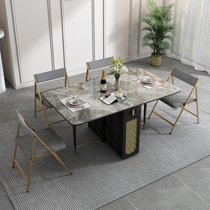 59 '' Mesa de comedor de piedra sinterizada mesa rectángula plegable con base de caballete