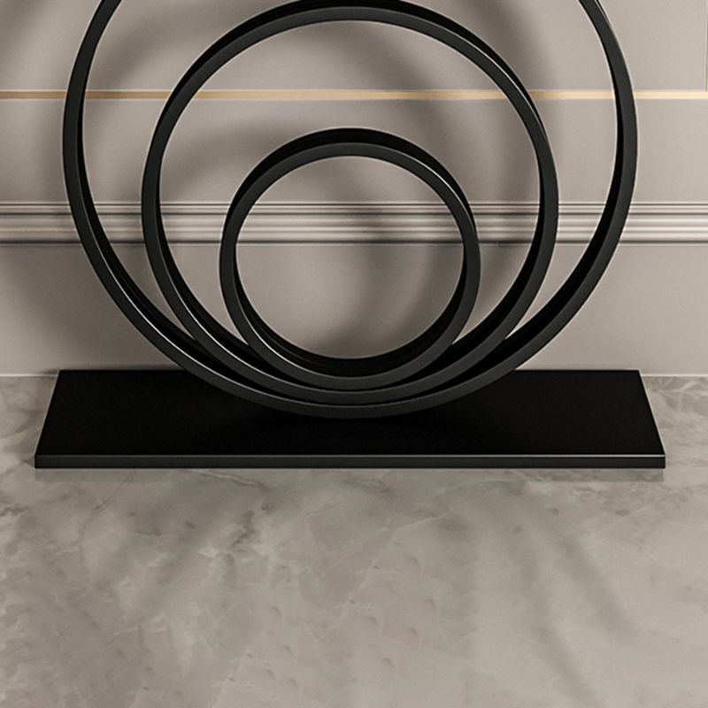 Glam Half Moon Slate and Metal Abstract Console Table for Hall