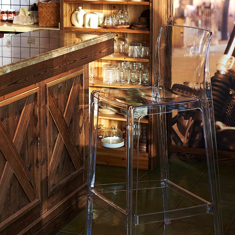 Contemporary Plastic Low Back Indoor Bar Stool with Footrest