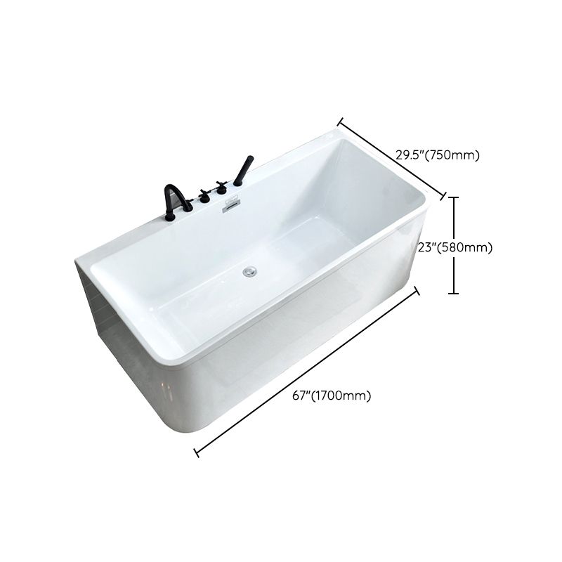 Acrylic Rectangular Bathtub Soaking White Bathtub , 22.83-inch Tall